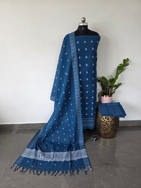 Pure handloom cotton set with jacquard butta - HJ25