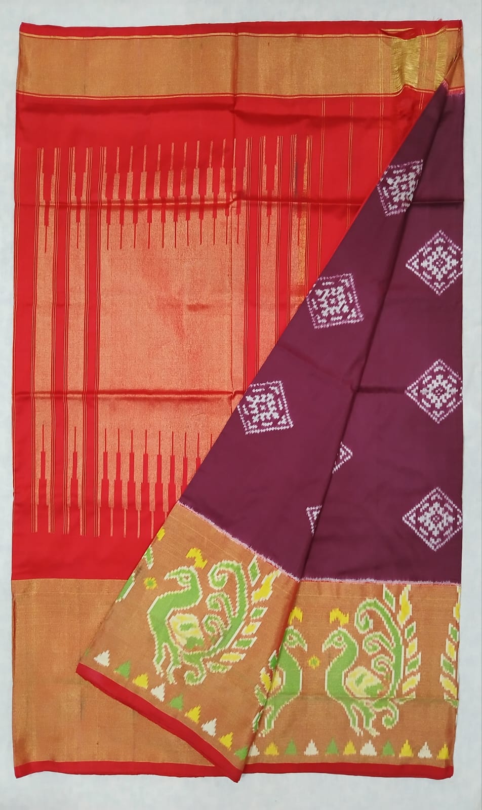 Handloom Mulbery silk ikkat pattu saree- WW891