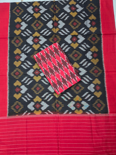 Ikkat cotton with Handloom Mercerised ikkat duppatta - WW795