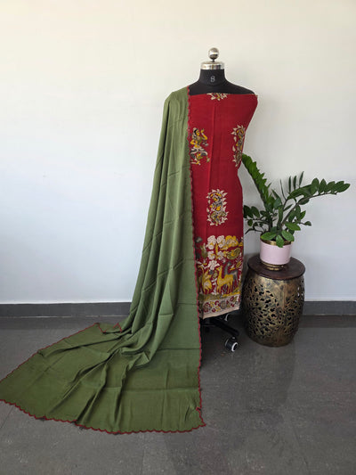 Penkalamkari inspired Chennuri kalamkari silk set - AK65