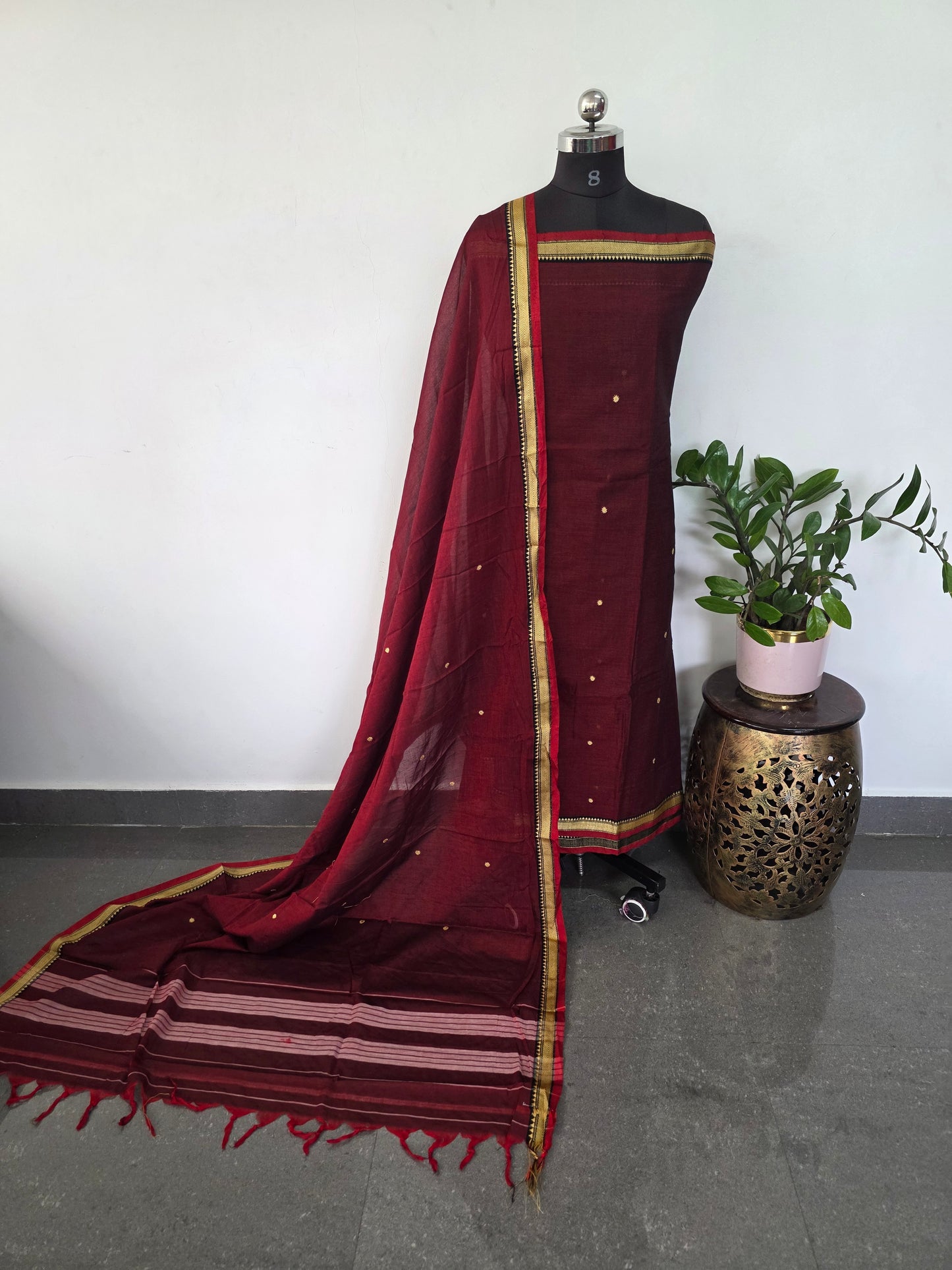 Mercerised narayanapet salwar set with embroidery work (4.5 meters)- NA394
