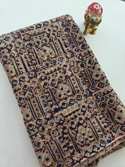 Handblock kalamkari cotton running material (0.5 meter) - HM63