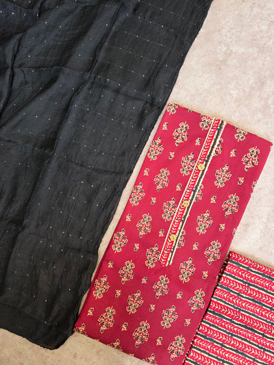 Ajrakh silk set -  DM292