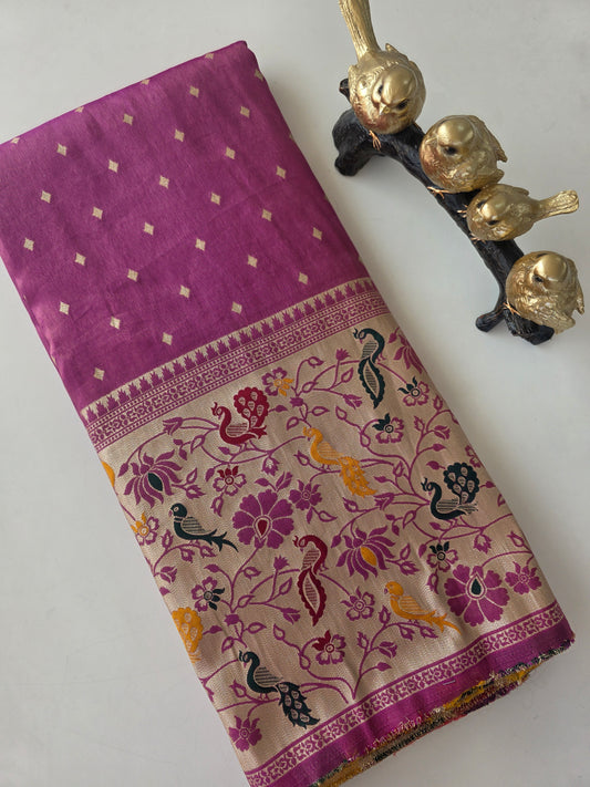 Premium cosmos silk paithani running material ( 1 mtrs ) - PRM6