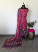 Shimmer Muslin bandhani silk with handwork embroidery set-FS13