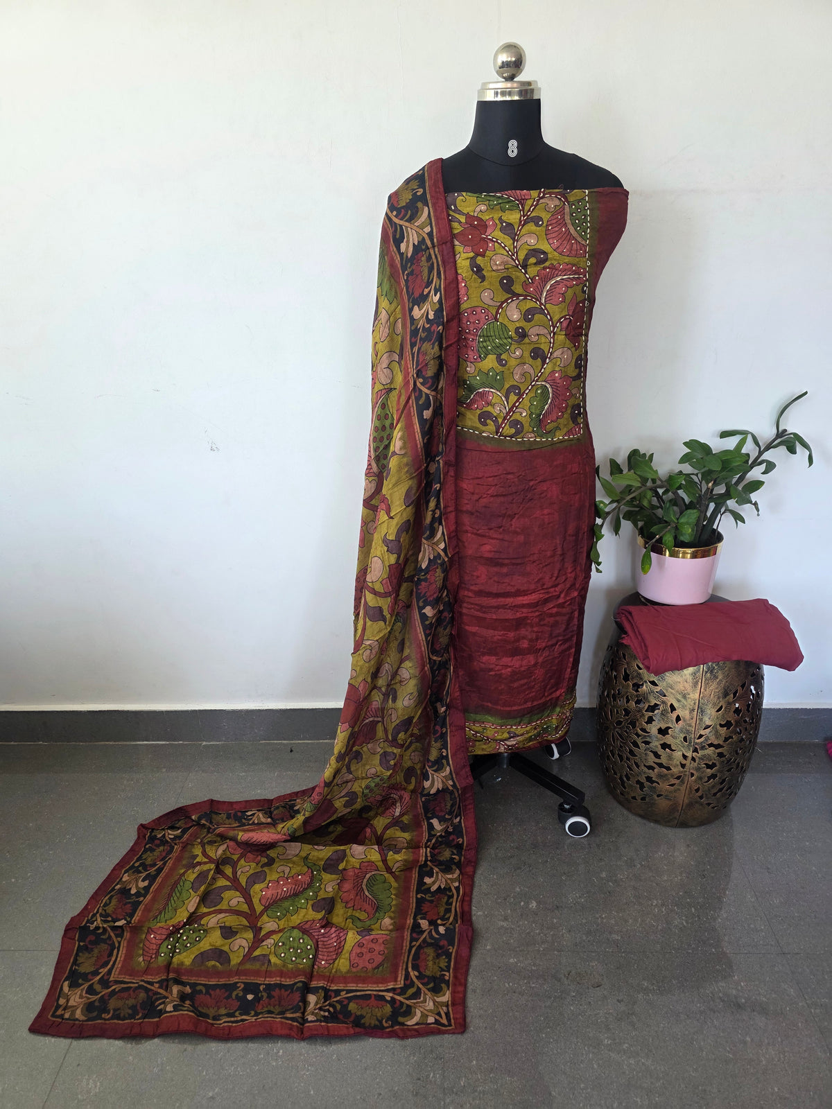 Penkalamkari inspired Muslin silk set -FS26