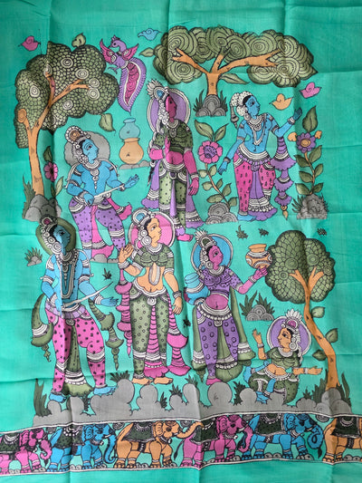 Handcrafted Penkalamkari bangalore silk set - KH207