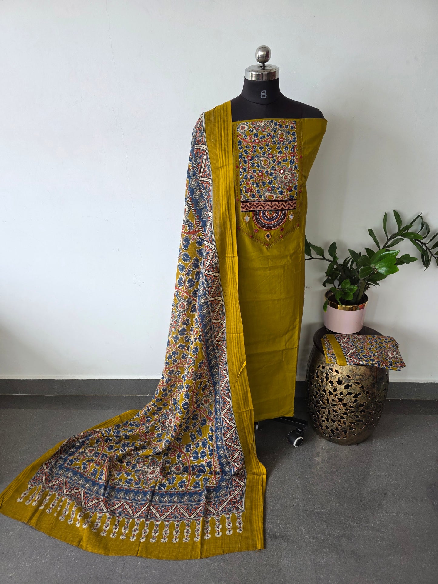 Premium cotton Handwork embroidery with kalamkari salwar - AS39