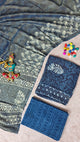Handblock Jaipuri shimmer tissue silk set - JA230