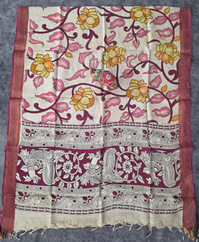 Handcrafted chennuri kalamkari silk dupatta - KAA32