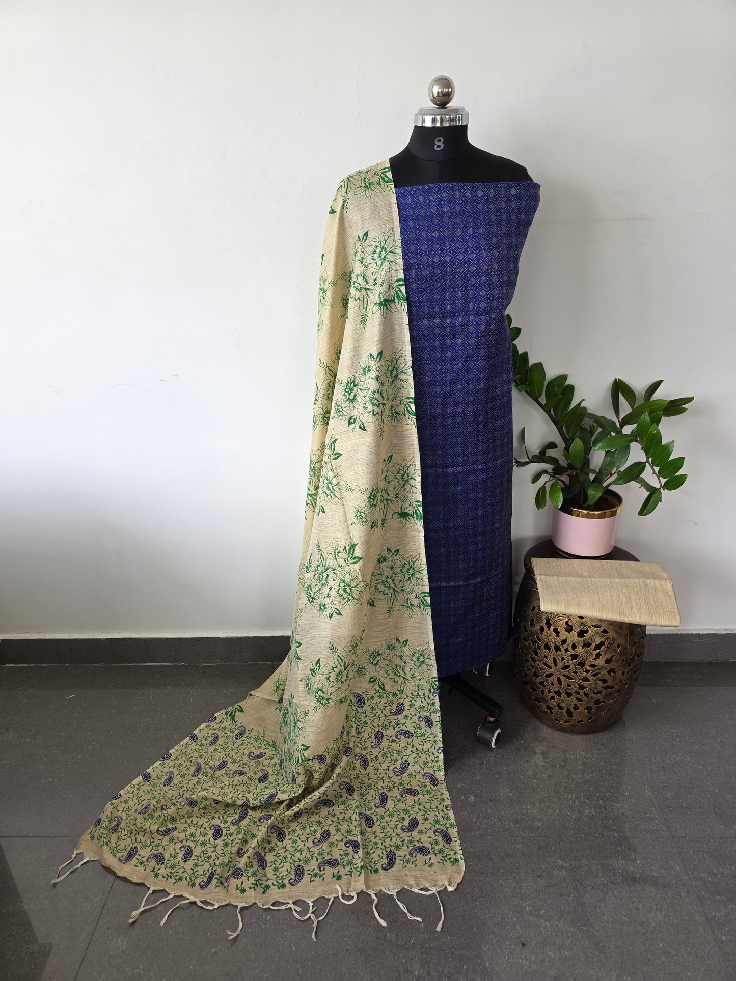 Katan suit with dupion madhubani print salwar - BA139