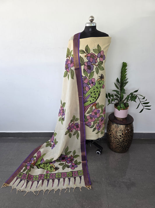 Handcrafted Kalahasthi Penkalamkari chennuri silk set- HP27