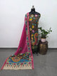 Kalahasthi Handcrafted Penkalamkari bangalore silk set -KH274