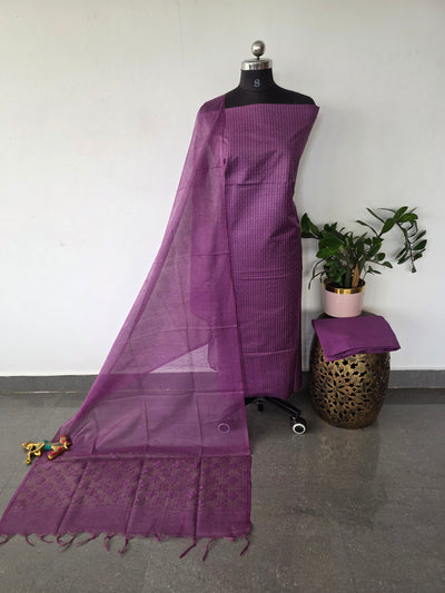 Bhagalpuri katan weaving set with cutwork dupatta - BA579