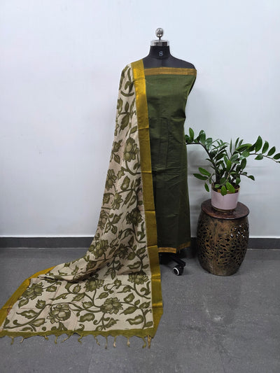 Earth & Loom - Mangalagiri cotton top with chennuri kalamkari silk shawl - MK30