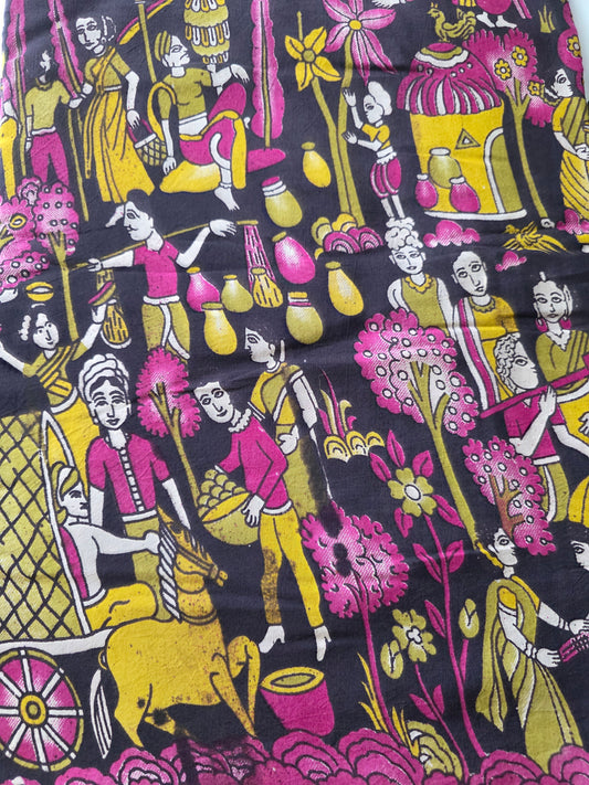 Pure chennuri silk kalamkari  running material (0.5 meter)- CS5