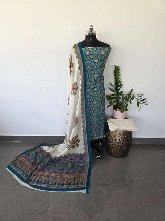 Ajrakh cotton set with hakoba bottom-BA118