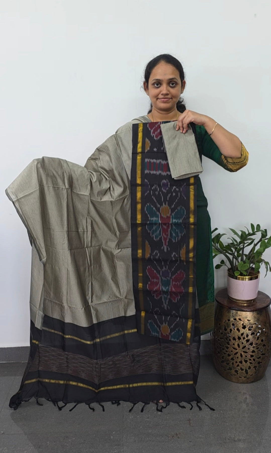 Pochampally sico set with ikkat damn -SD421