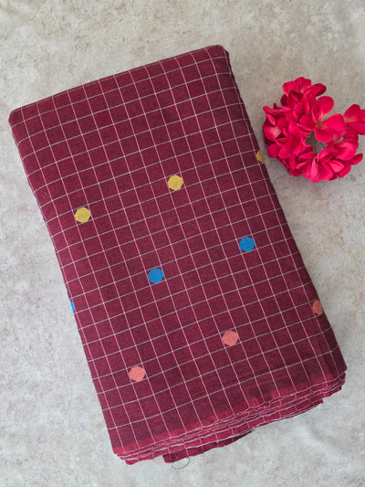 Prewashed Checked Pure handloom cotton running material - HRM85