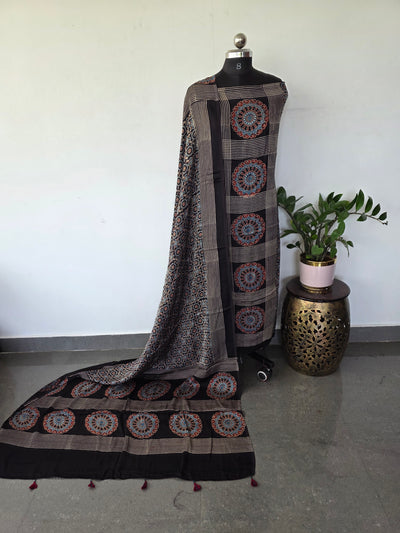 Handcrafted ajrakh modal silk set - HZ186