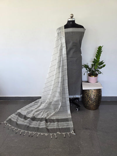 Mangalagiri cotton set with metallic zari border - MAA58