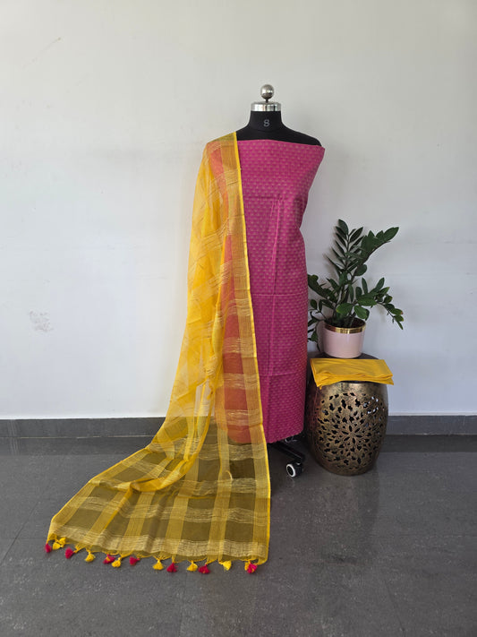 Bhagalpuri katan silk set with organza shawl  - BK2