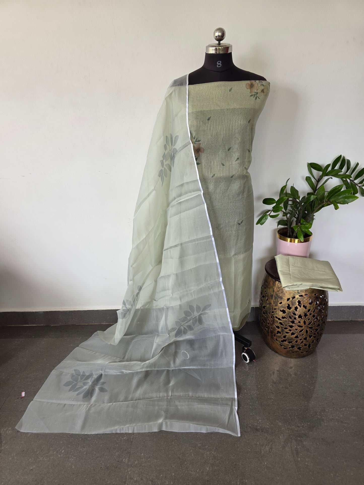 Fancy zari lines silk set - CLA425
