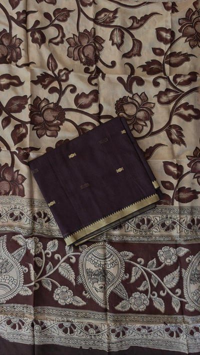 Fusion Narayanapet with handcrafted chennuri silk kalamkari duppatta -NA688