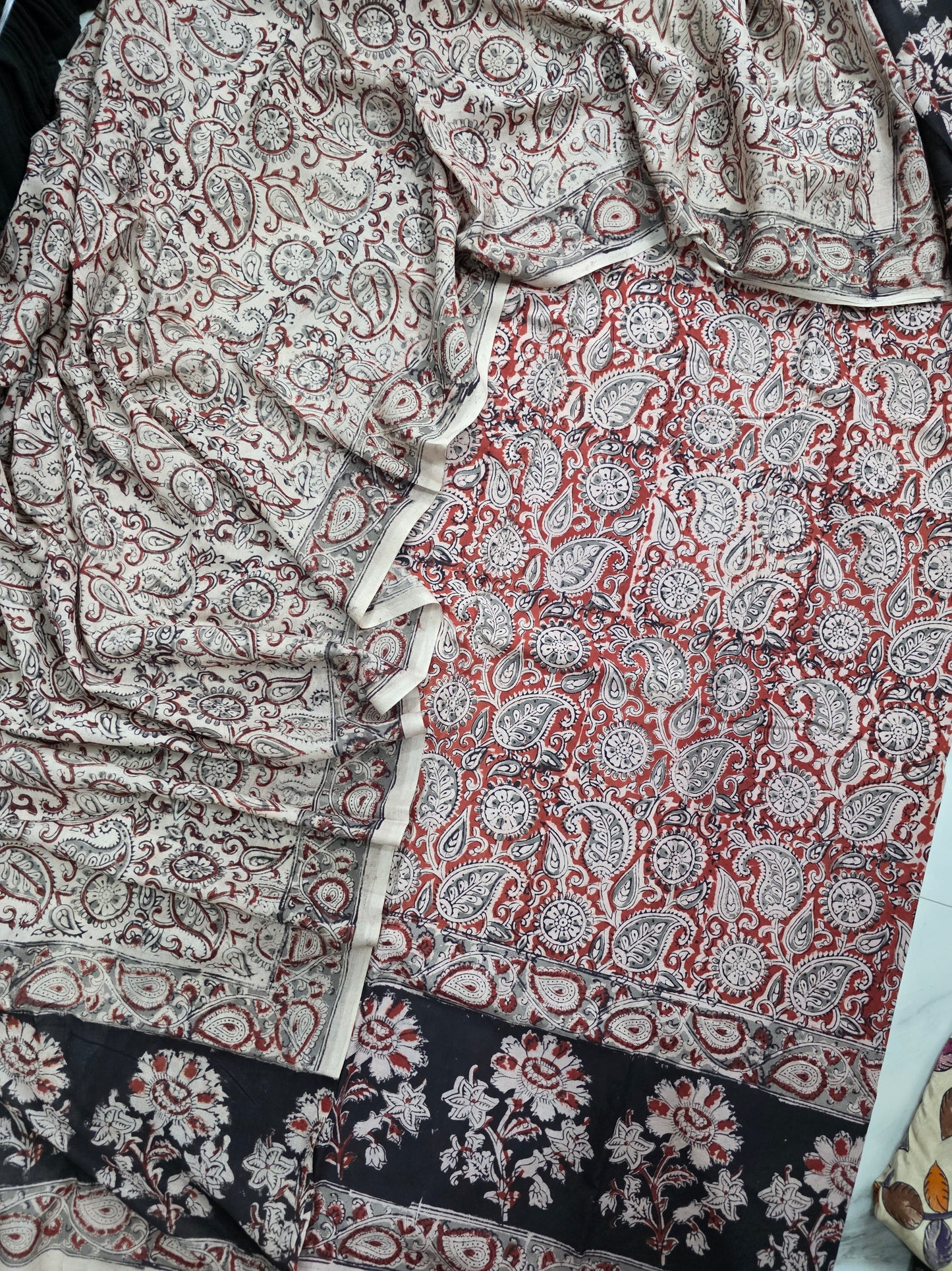 Handblock pure kalamkari cotton set  - RV419