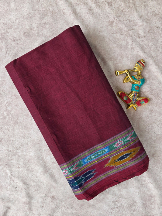 Pure handloom cotton with Pochampally border running material (0.5 mtrs) - HRM111