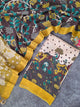 Kalamkari katha- Chennuri pure kalamkari silk set - AK389