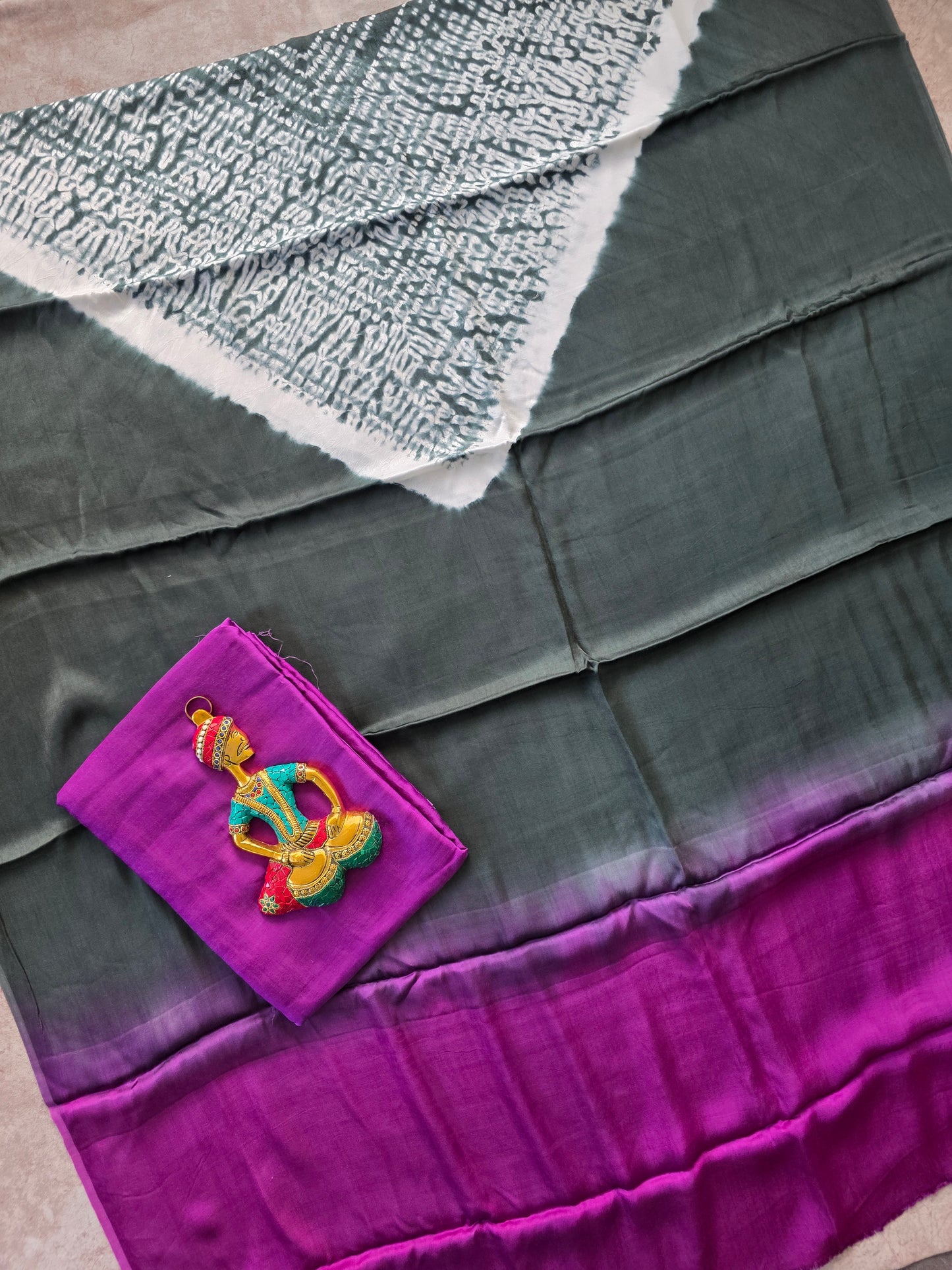 Handcrafted shibori Modal satin silk set - SM16