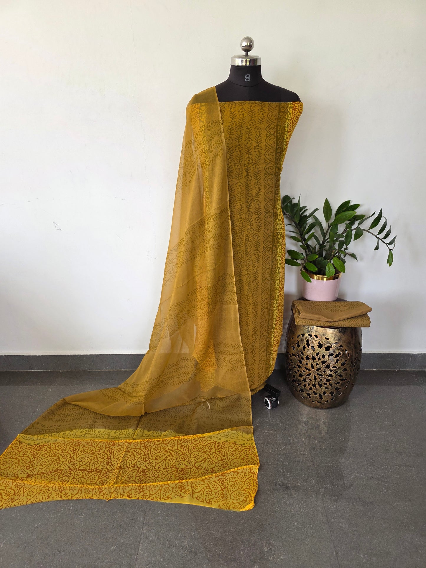 Handblock georgette salwar set - GE195