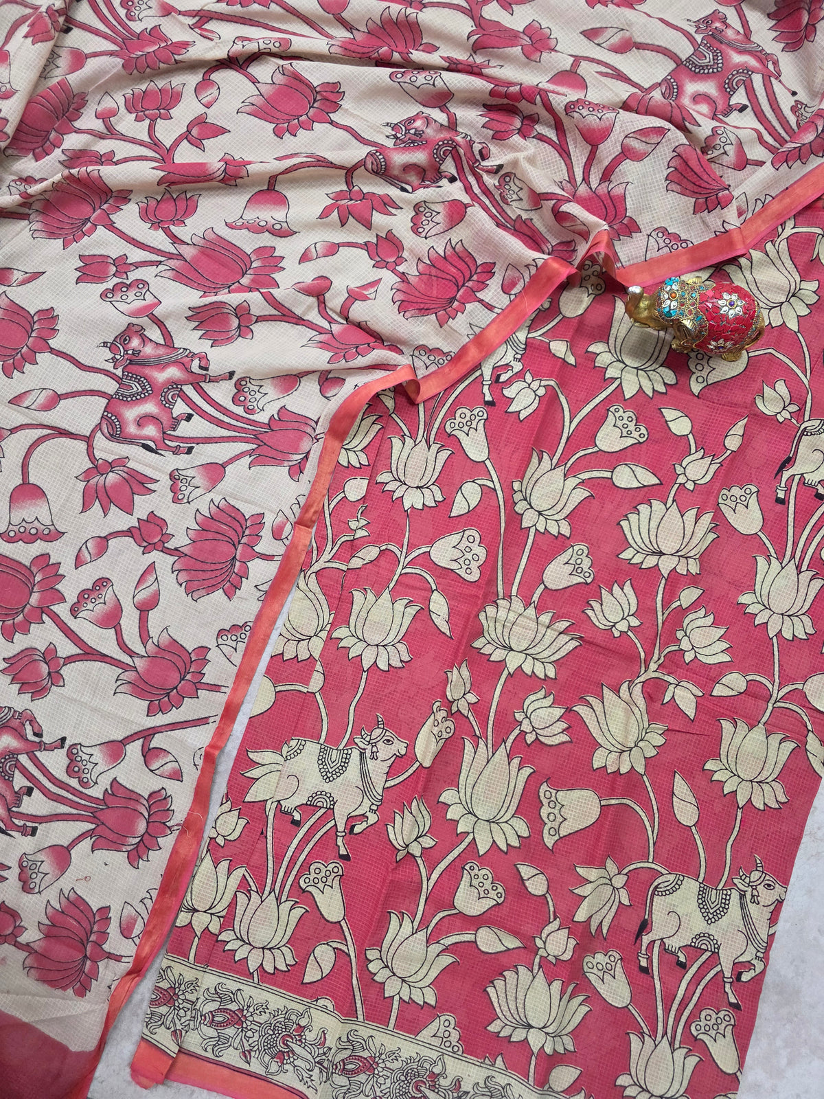 Handcrafted Kota kalamkari set (2 pc set )-AK465