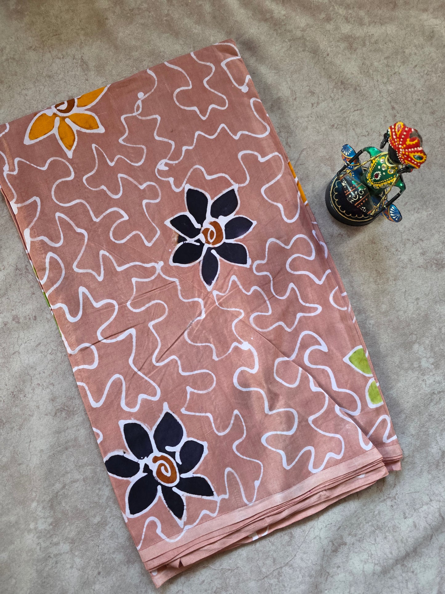 Pen art Batik bangalore silk running material  -PAB4
