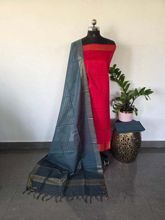 Bhagalpuri fusion mangalagiri silk set - BA169