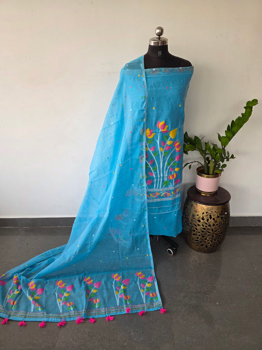 Premium Silk cotton jamdhani set  - AV275