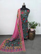 Kalahasthi Handcrafted Penkalamkari bangalore silk set -KH260