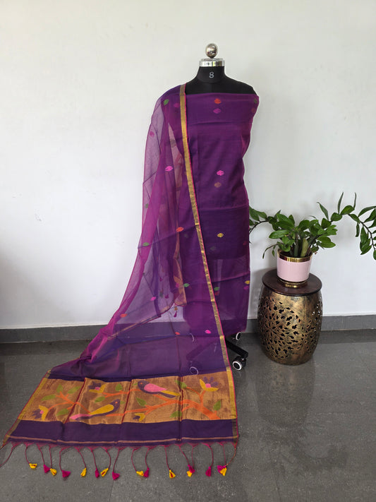 Handloom muslin paithani jamdhani set - JMM359