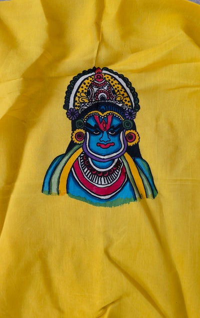 Handcrafted Kalahasthi Penkalamkari bangalore silk set - KH71