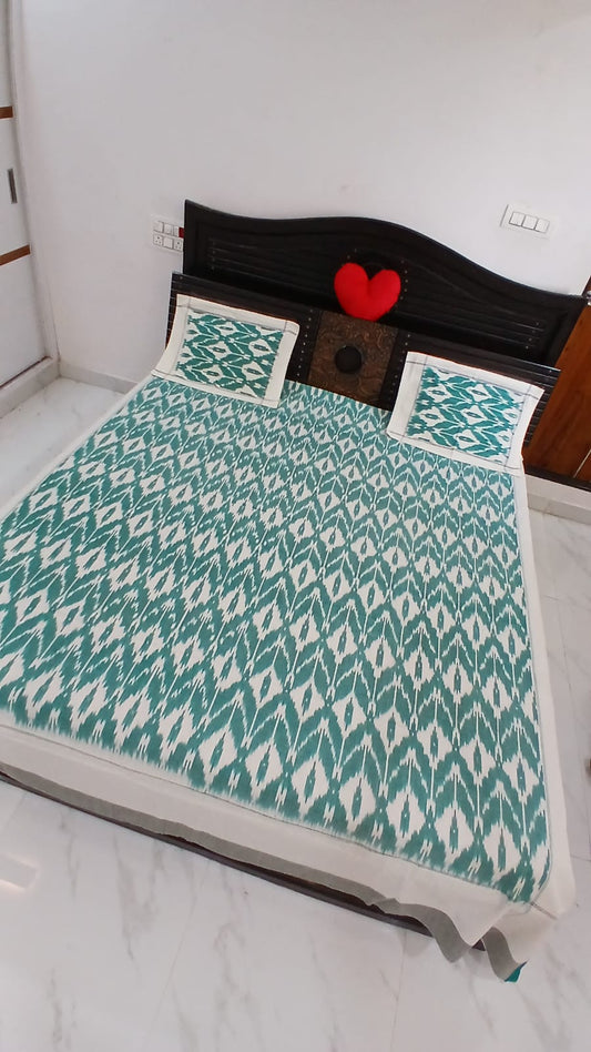 Warp ikkat bed sheets (90*108 2/40s bedsheet with pillow) - NV551