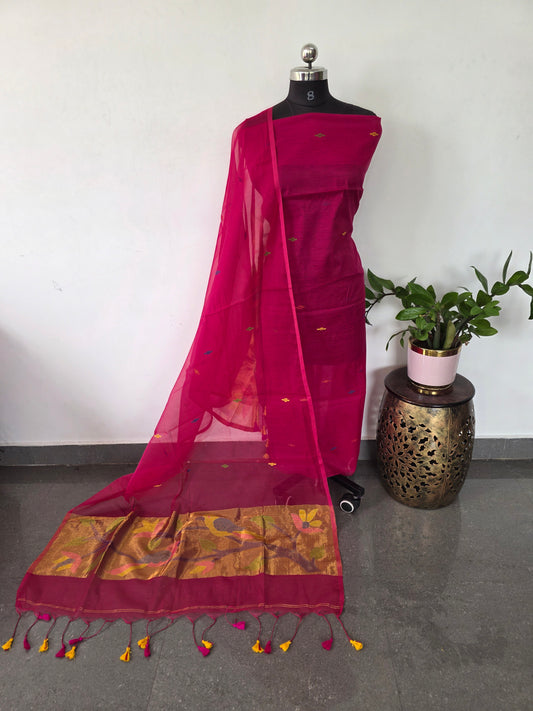Handloom muslin paithani jamdhani set - JMM354