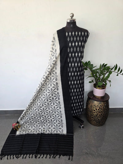 Handloom Mercerised ikkat cotton salwar set (black) - KK259