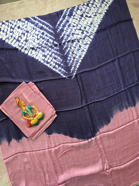 Handcrafted shibori Modal satin silk set - SM4