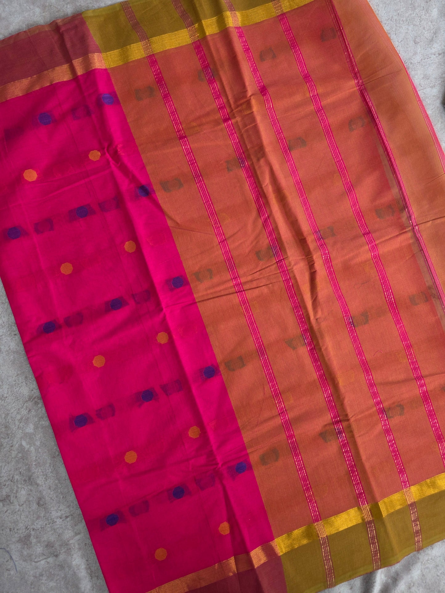 South cotton butta saree with zari border - MAA186