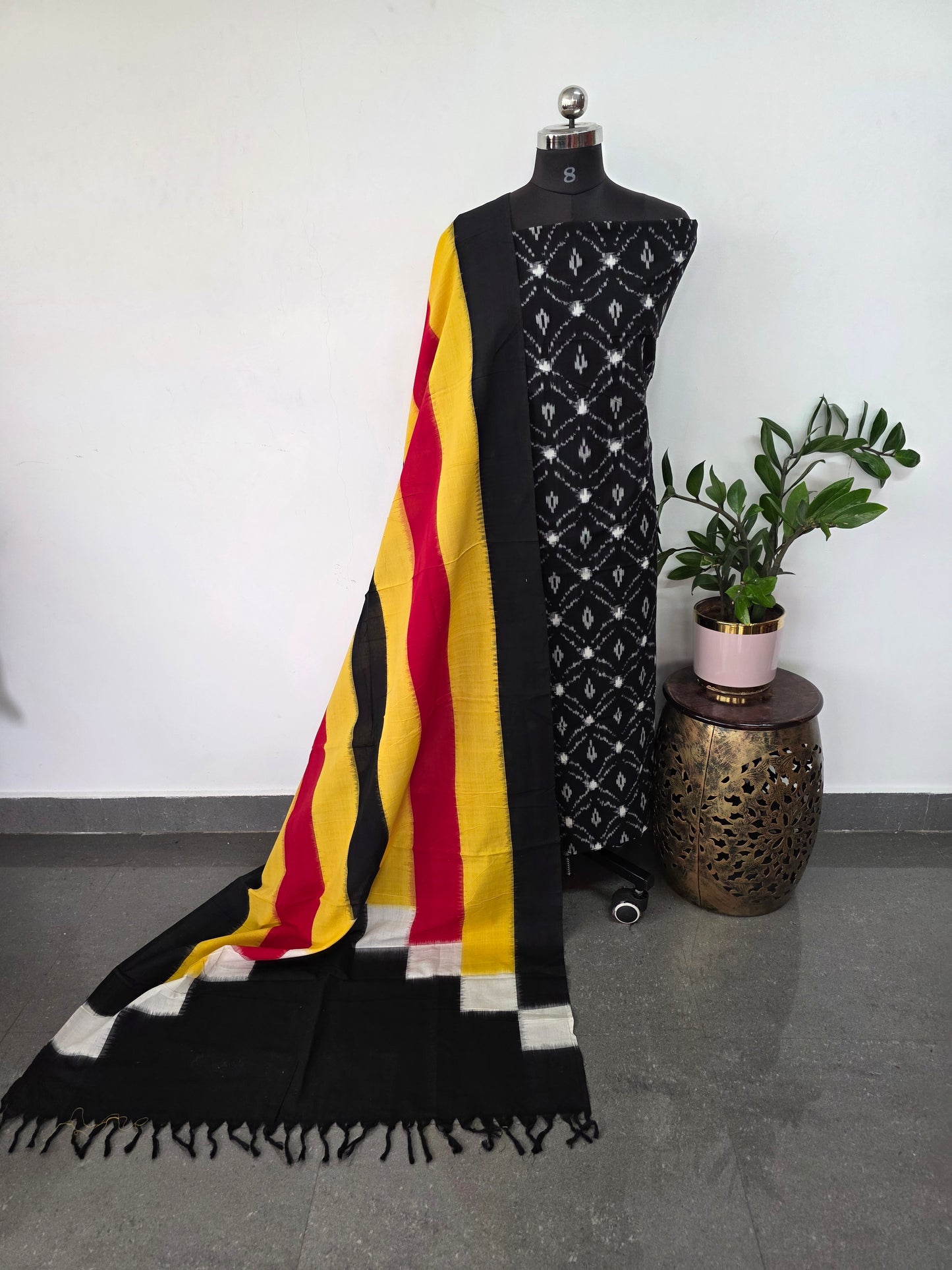 Handloom Double ikkat cotton with  double ikkat duppatta -NV410