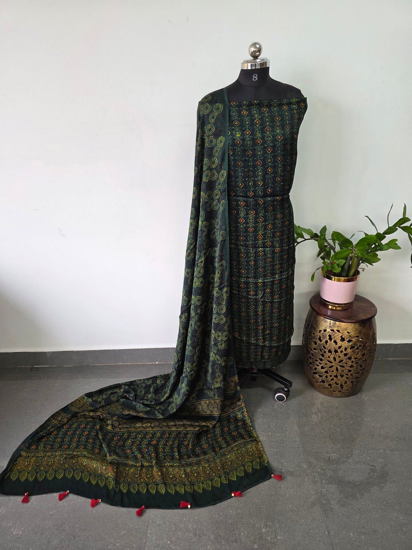 Handcrafted ajrakh modal silk set - HZ93