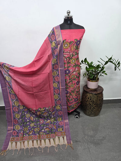 Handcrafted Penkalamkari bangalore silk set - KH179