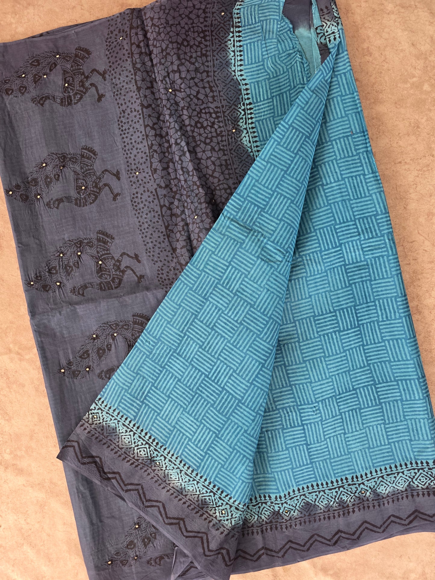 Handblack cotton saree - GE228