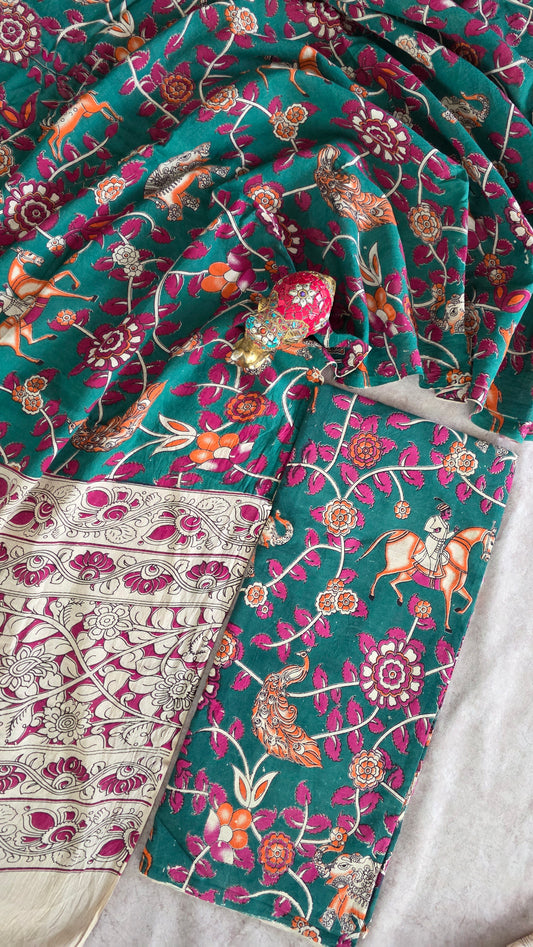Authentic pure kalamkari cotton set ( 2 pc set )- AK263